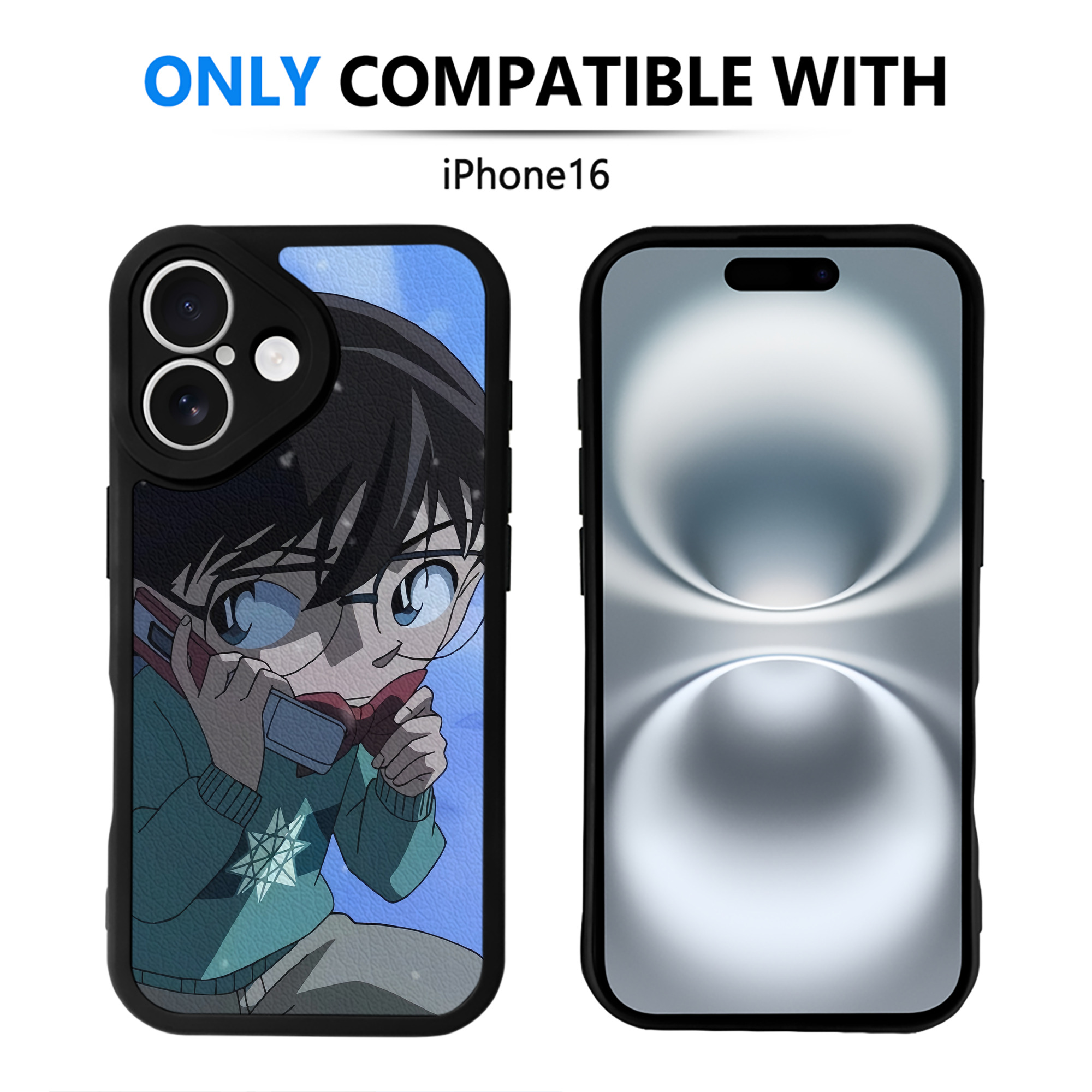 （画像用） 名探偵コナン Detective Conan 【iPhone 16シリーズ対応】シリコンスマホケース（レザー調） 材質：シリコン